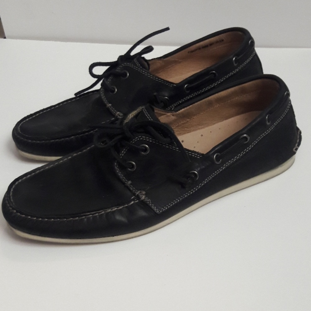 John Varvatos U.S.A black boat moccasin shoe